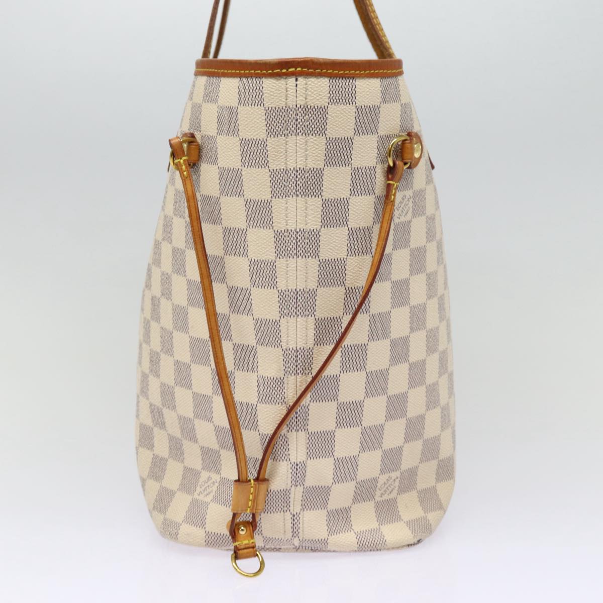 Louis Vuitton Neverfull MM, White, Canvas, tote