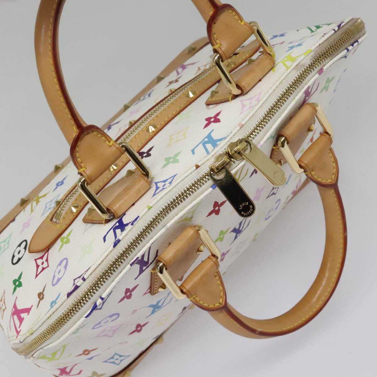 Louis Vuitton Alma, White, Canvas, handbag