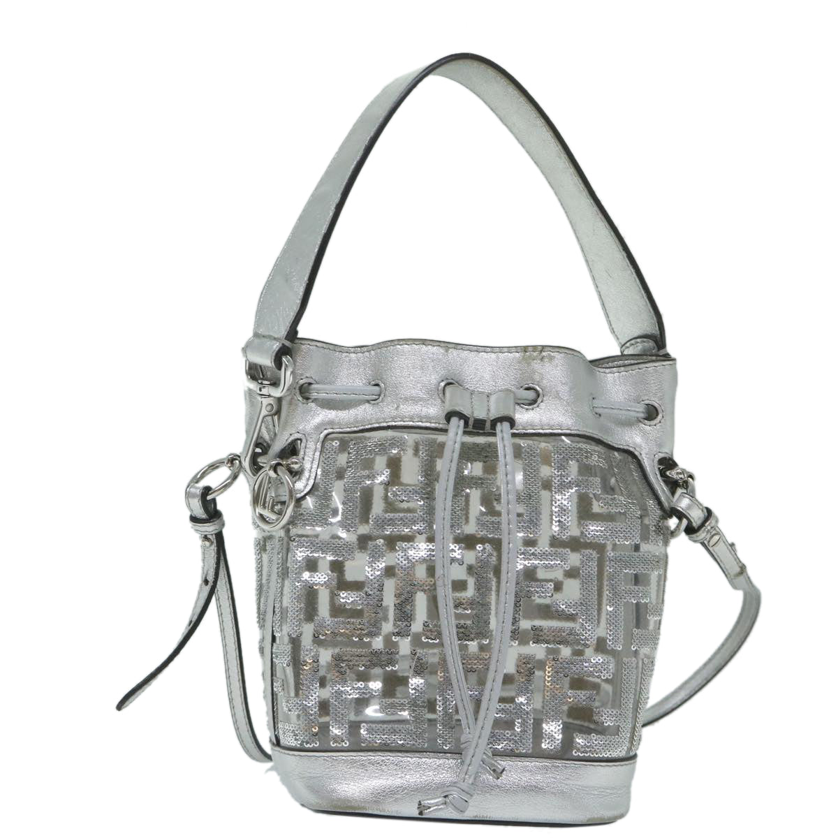 Fendi Zucca, Silver, Leather, shoulder