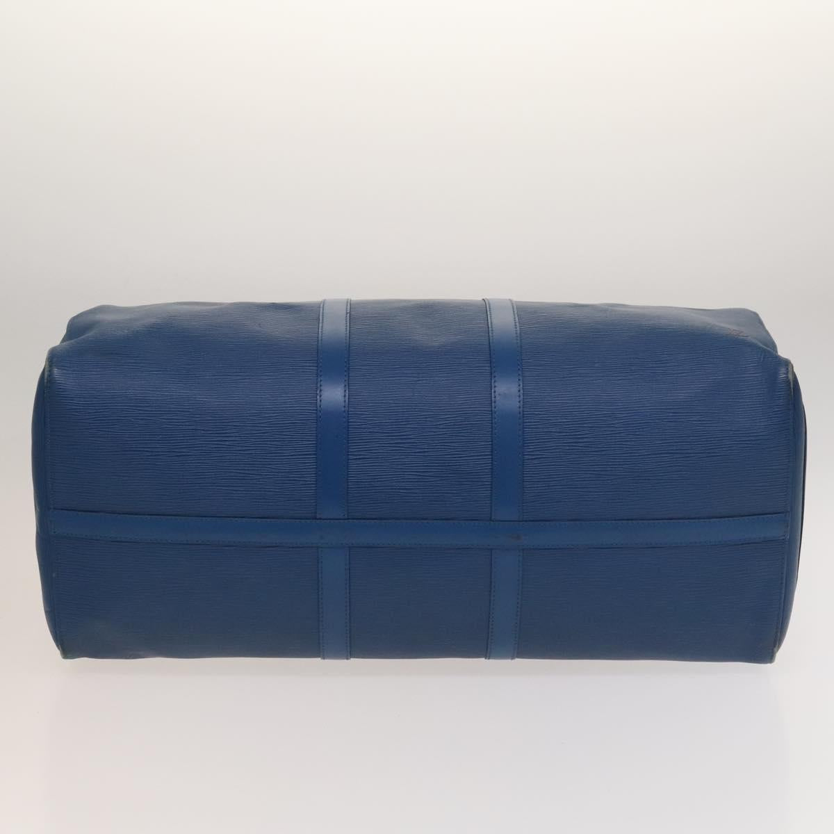 Louis Vuitton Keepall 55, Blue, Leather, travel