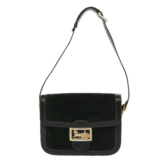 Céline Carriage, Black, Leather, shoulder