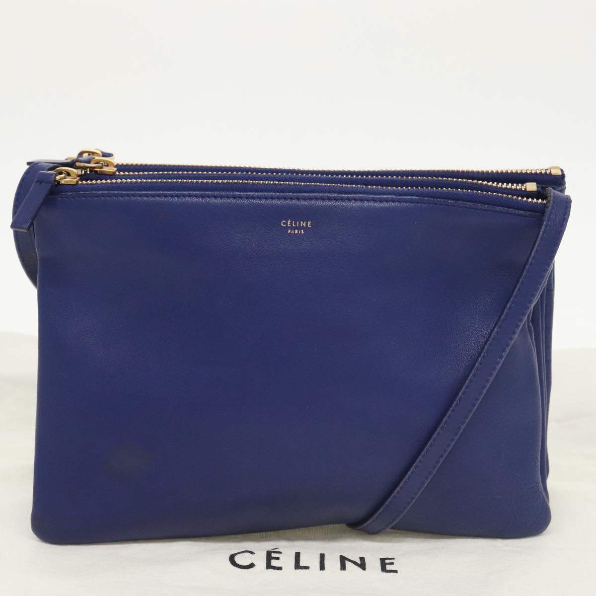 Céline Trio, Blue, Leather, shoulder