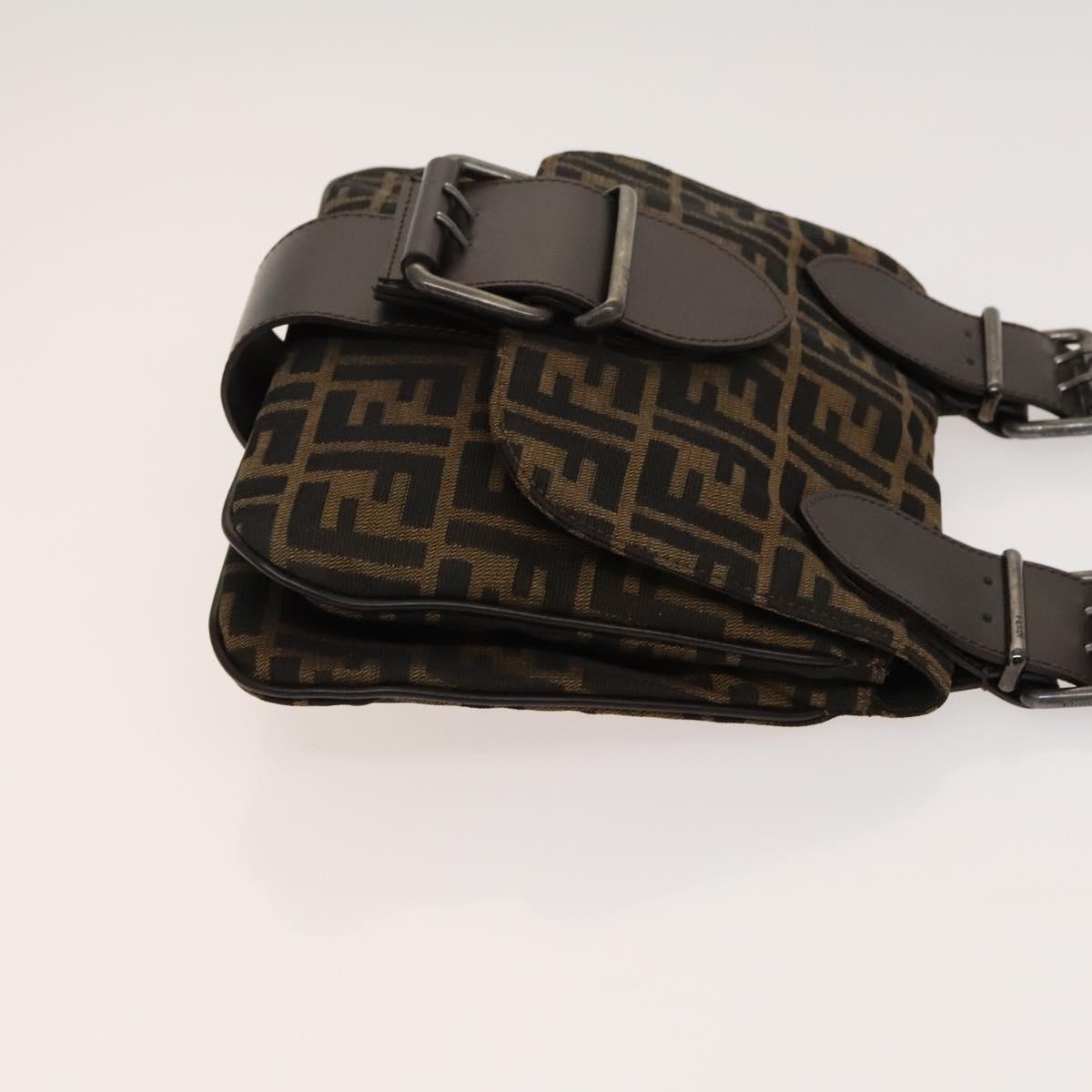 Fendi Zucca, Brown, Canvas, shoulder