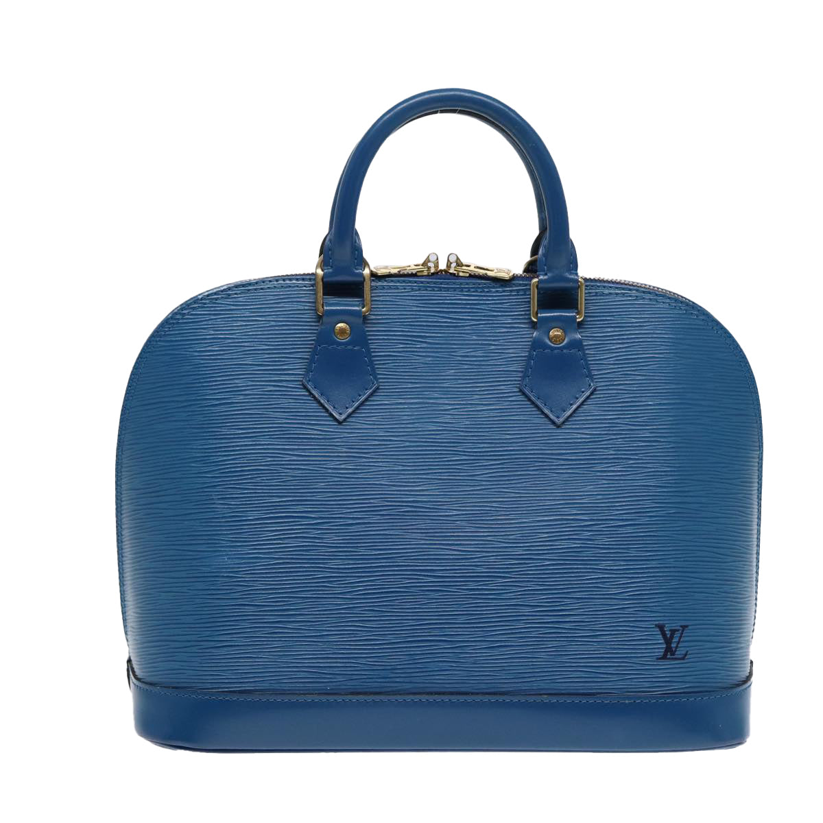 Louis Vuitton Alma, Blue, Leather, handbag