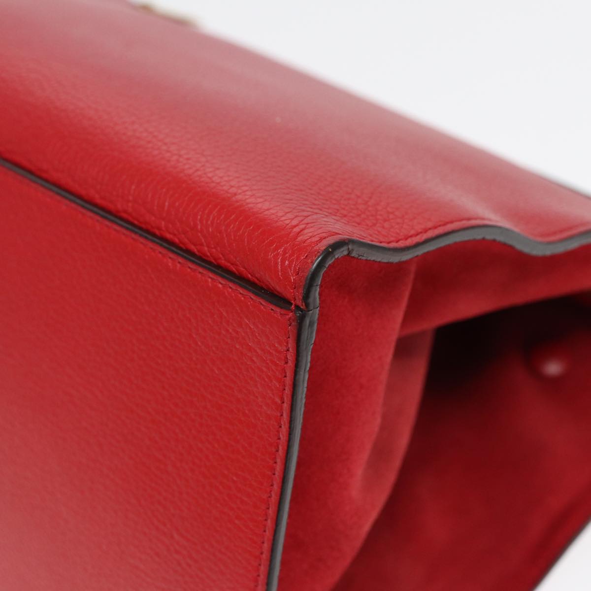 Céline Trapèze, Red, Leather, handbag