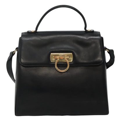 Salvatore Ferragamo Gancini, Black, Leather, handbag