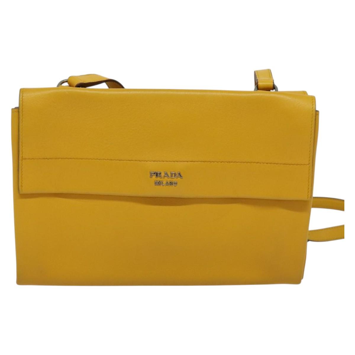 Prada, Yellow, Leather, shoulder