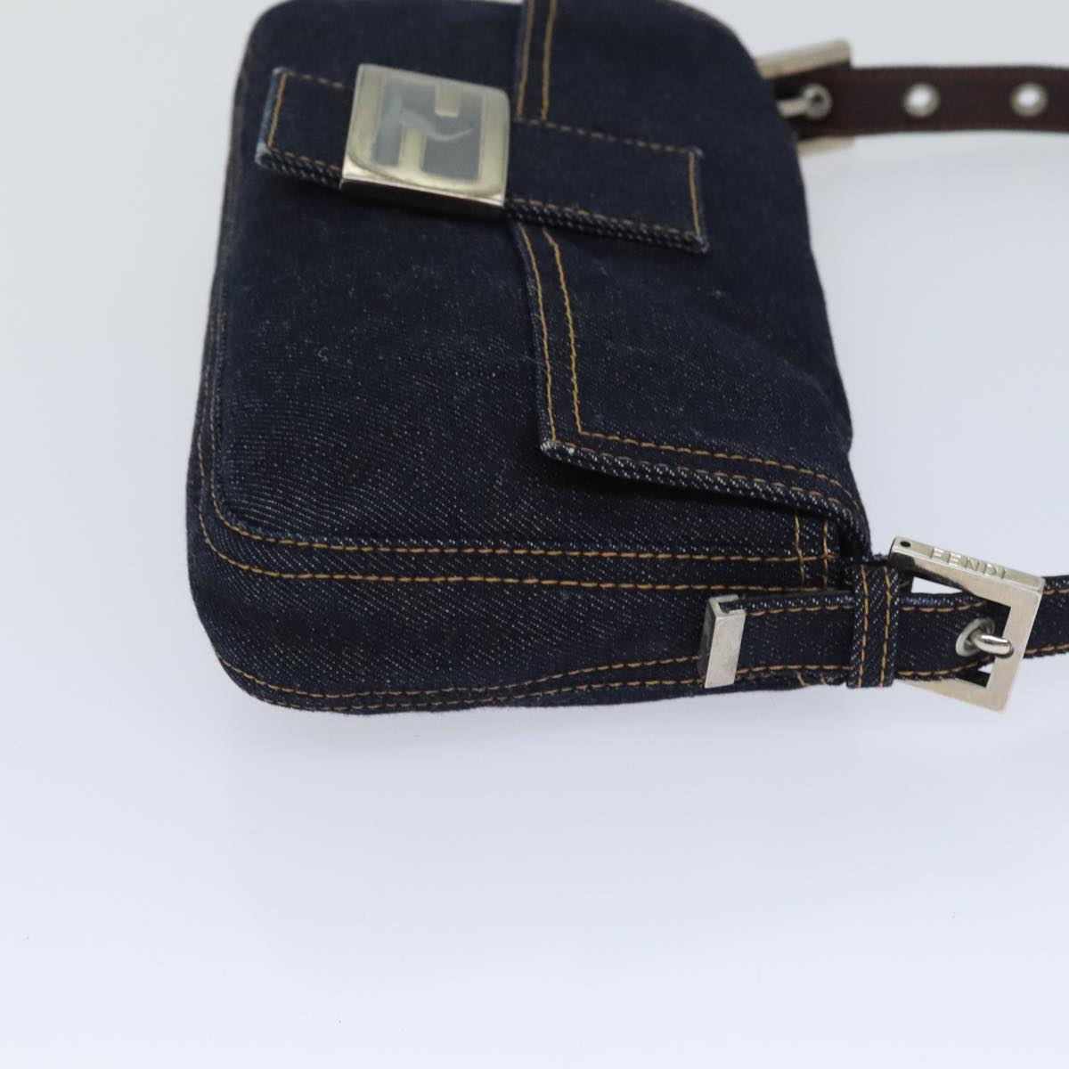 Fendi Mamma Baguette, Navy, Denim - Jeans, shoulder