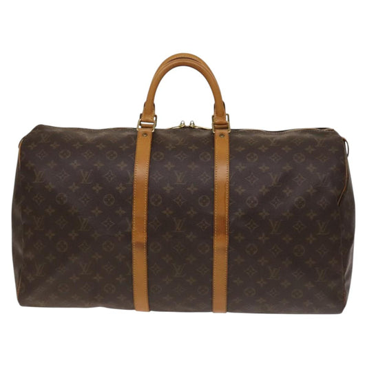 Louis Vuitton Keepall 55, Brown, Canvas, travel