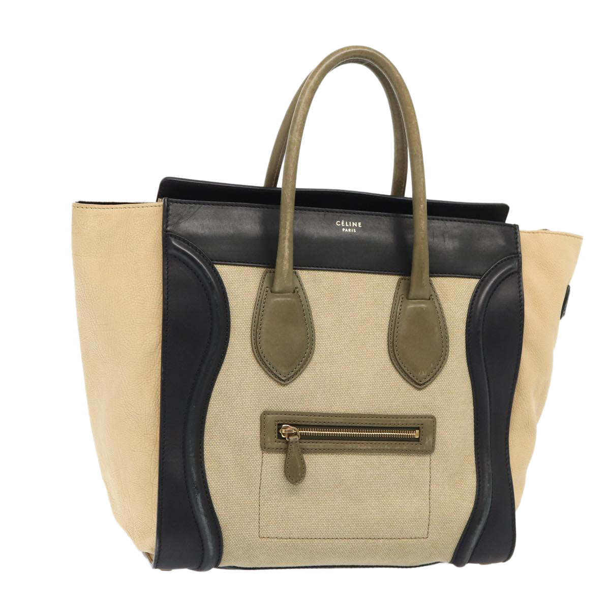 Céline Luggage, Beige, Canvas, handbag