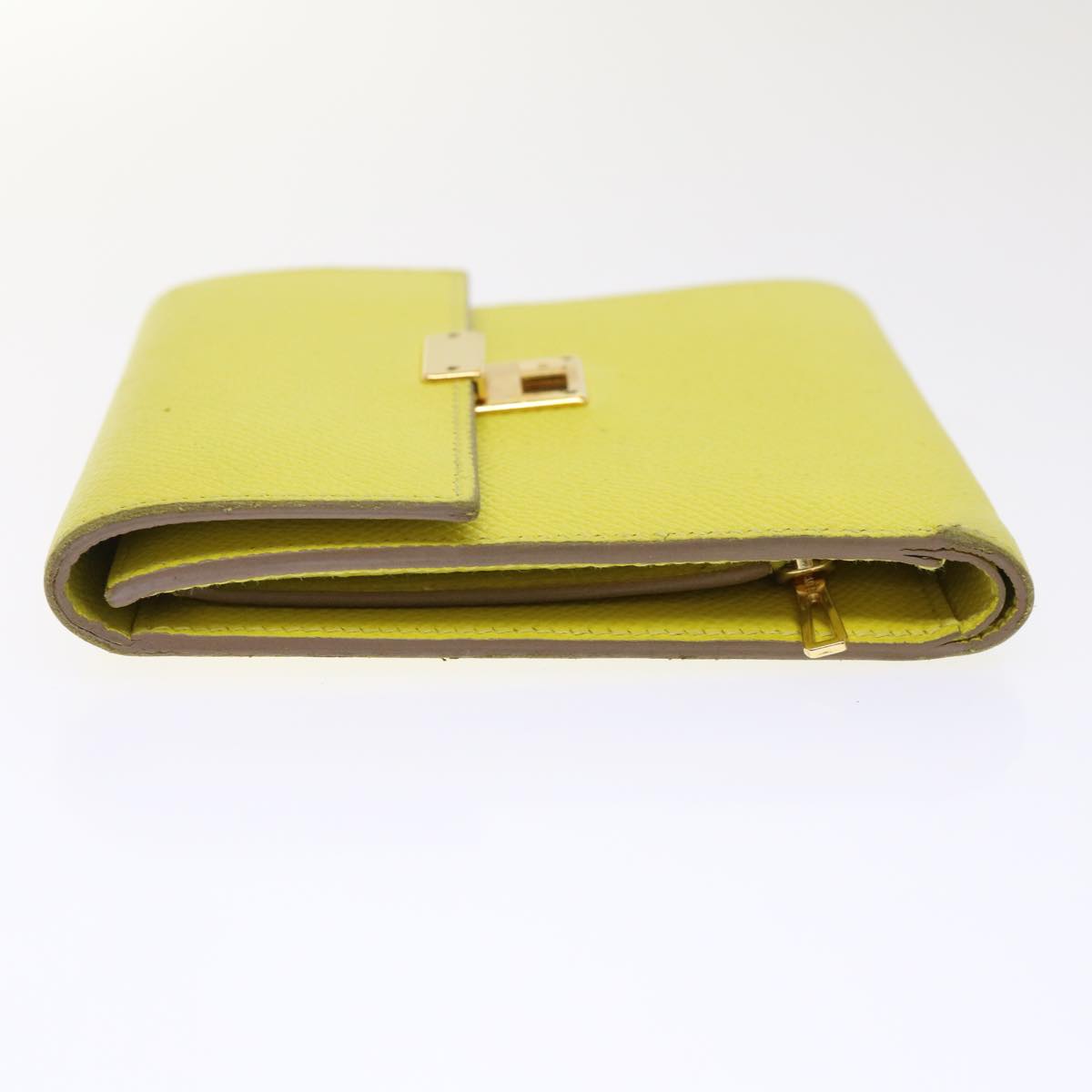 Hermès Clic 12, Yellow, Leather, wallet