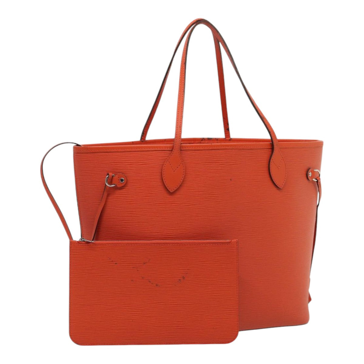 Louis Vuitton Neverfull, Orange, Leather, tote