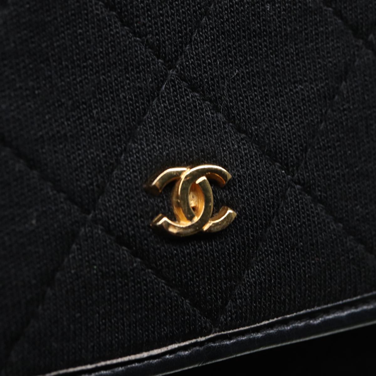 Chanel Mini matelassé, Black, Cotton, shoulder