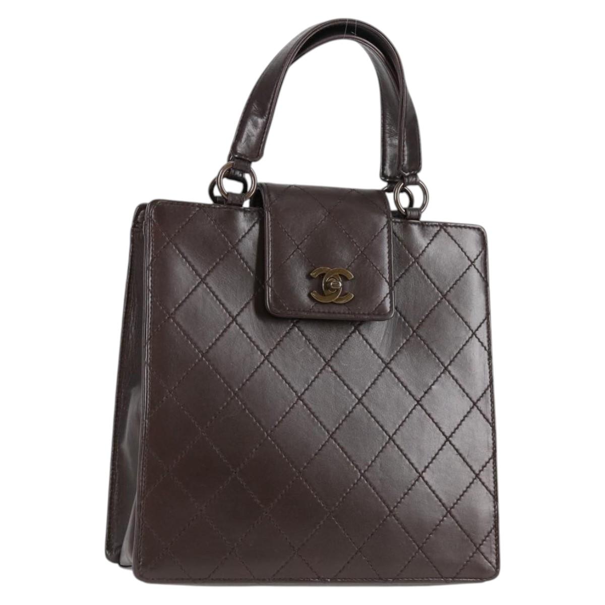 Chanel Coco Mark, Brown, Leather, handbag