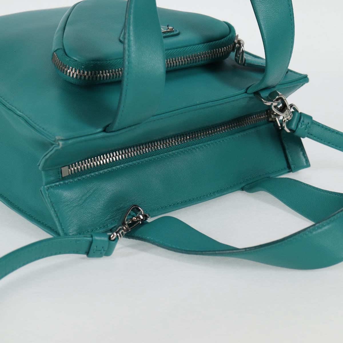 Prada Triangle Logo, Blue, Leather, handbag
