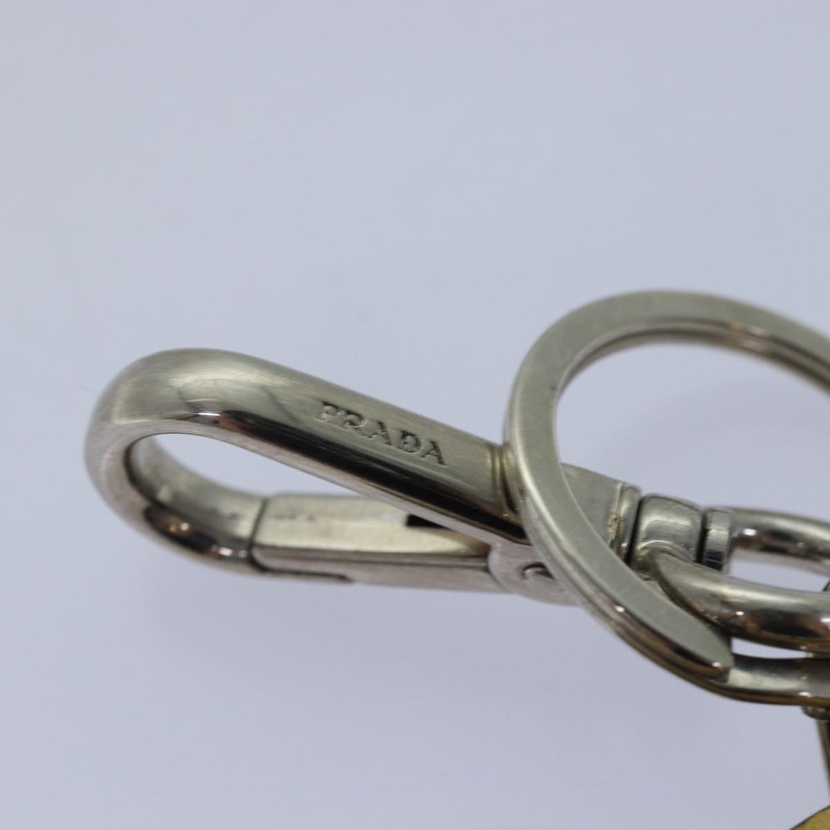 Prada Charm Logo Key Ring Saffiano Leather, YELLOW, LEATHER, Charms and Keychains
