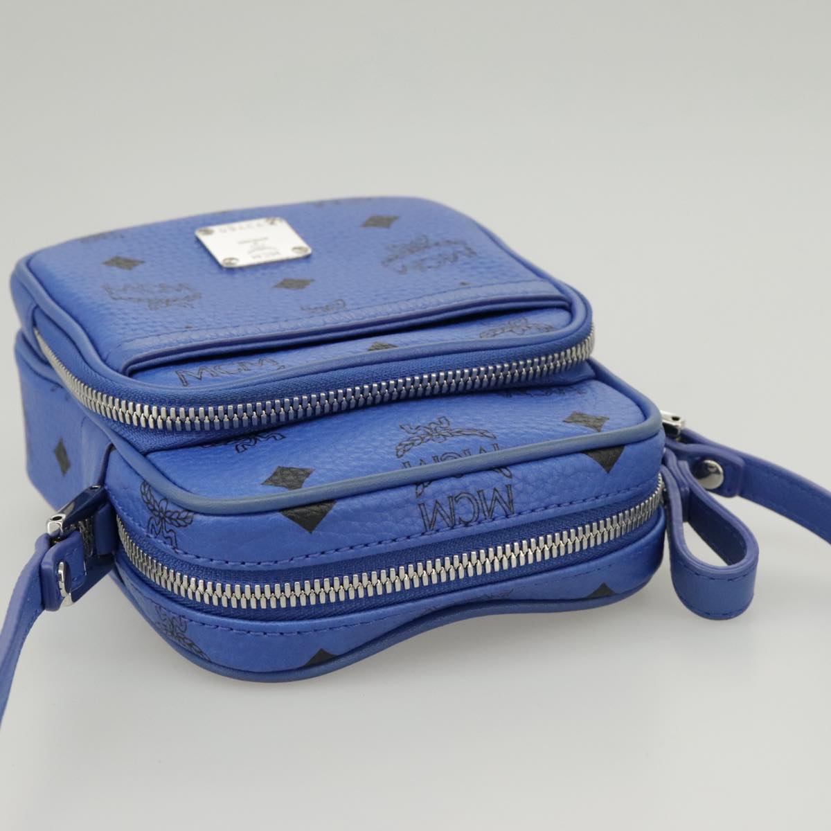 MCM Visetos, Blue, Canvas, shoulder