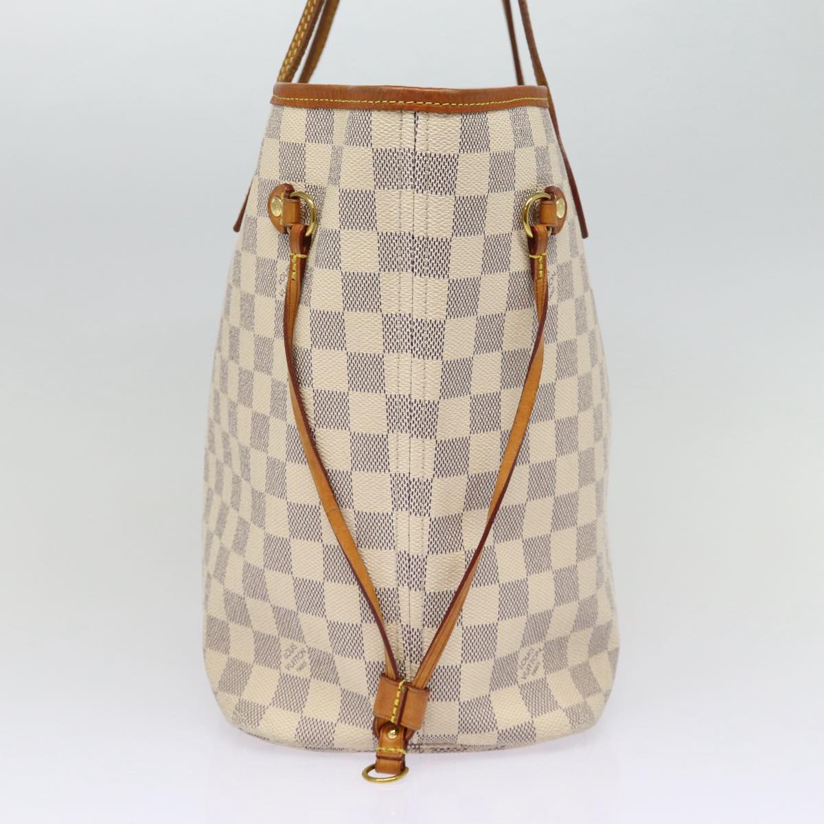 Louis Vuitton Neverfull MM, White, Canvas, tote