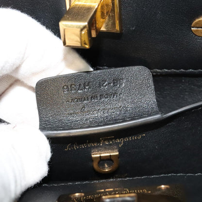 Salvatore Ferragamo Gancini, Black, Leather, handbag