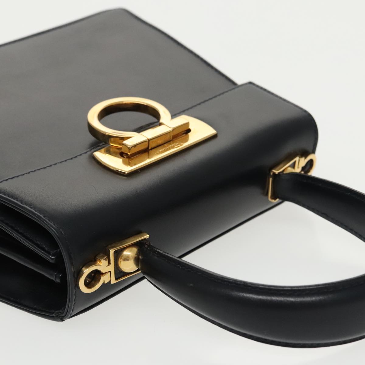 Salvatore Ferragamo Convertible Top Handle Bag Leather, BLACK, LEATHER, Handbag