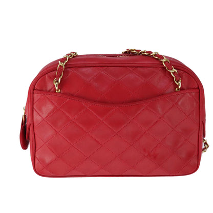 Chanel Camera, Red, Leather, shoulder