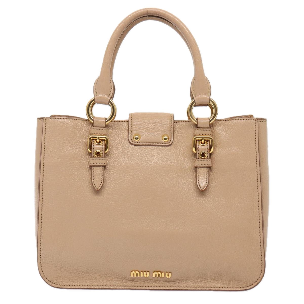 Miu Miu Madras, Beige, Leather, handbag