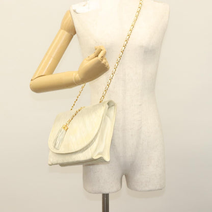 Chanel Demi Lune, White, Leather, shoulder