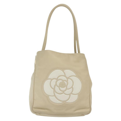 Chanel Camellia, Beige, Leather, shoulder