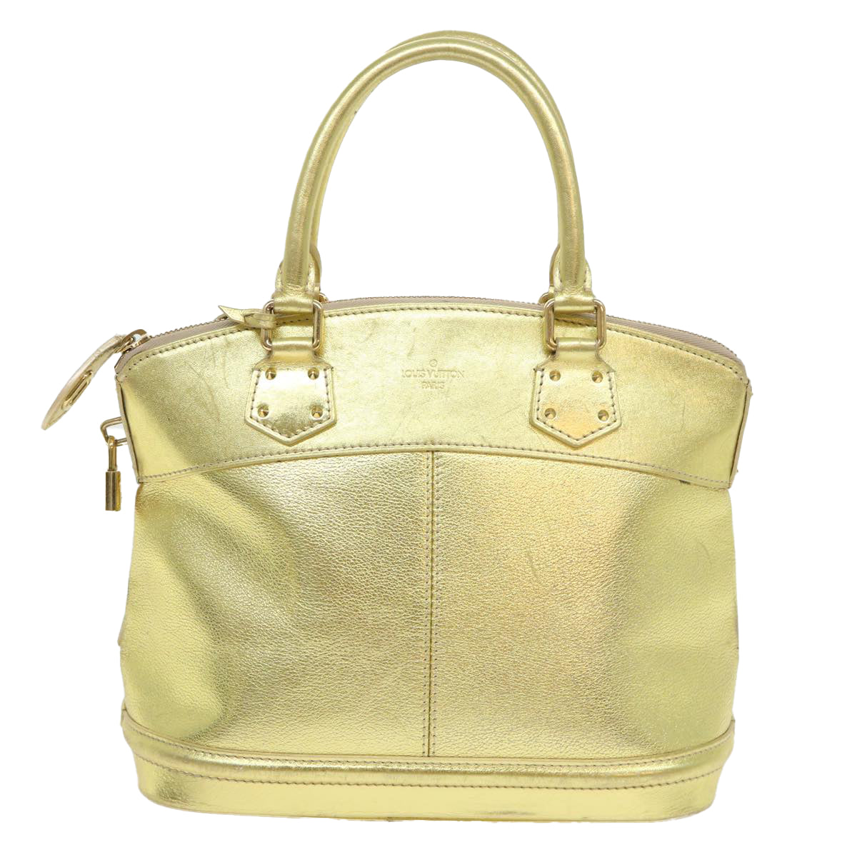 Louis Vuitton Lockit, Gold, Leather, handbag