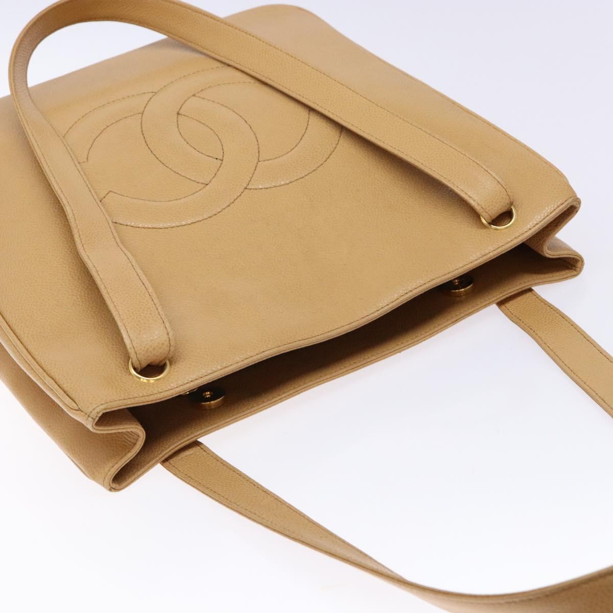 Chanel Coco Mark, Beige, Leather, tote
