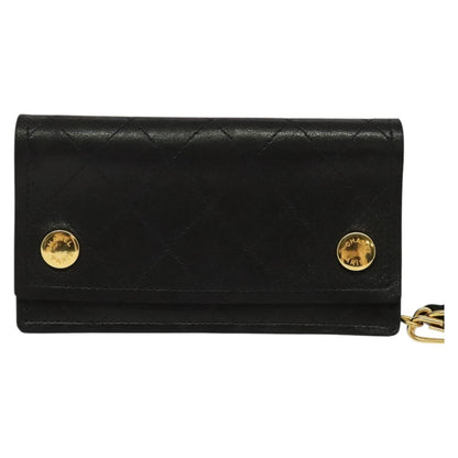 Chanel Wallet On Chain, Black, Leather, wallet