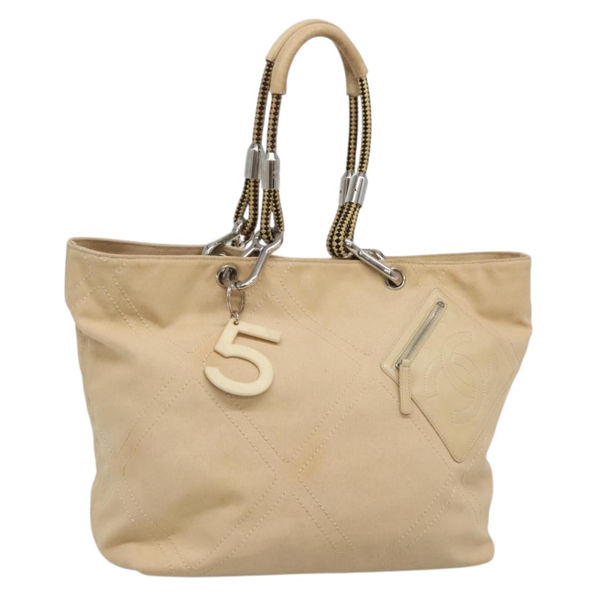 Chanel Numero 5, Beige, Canvas, tote