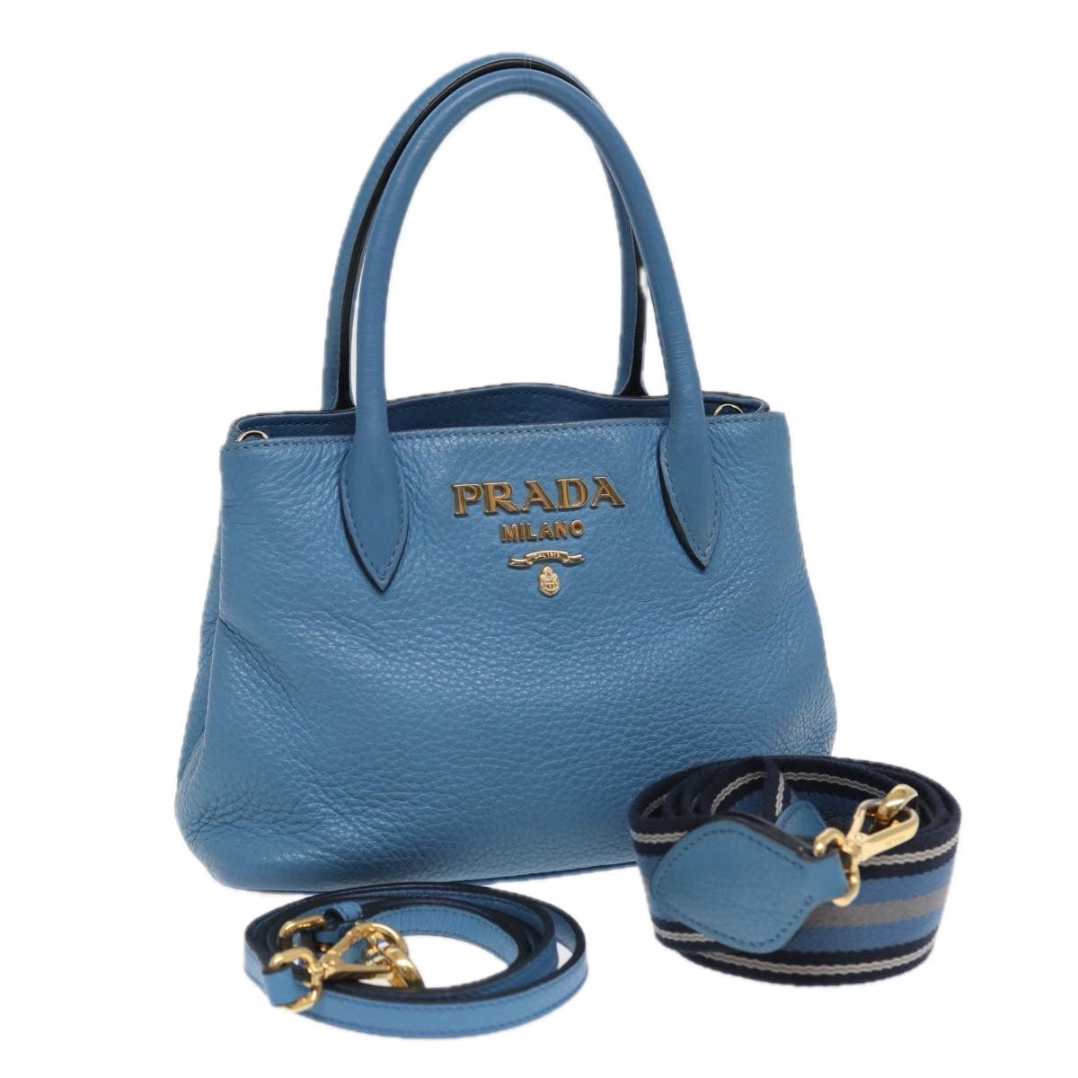 Prada Saffiano, Blue, Leather, handbag