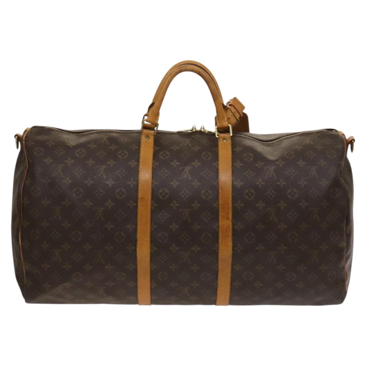 Louis Vuitton Keepall Bandoulière 60, Brown, Canvas, travel