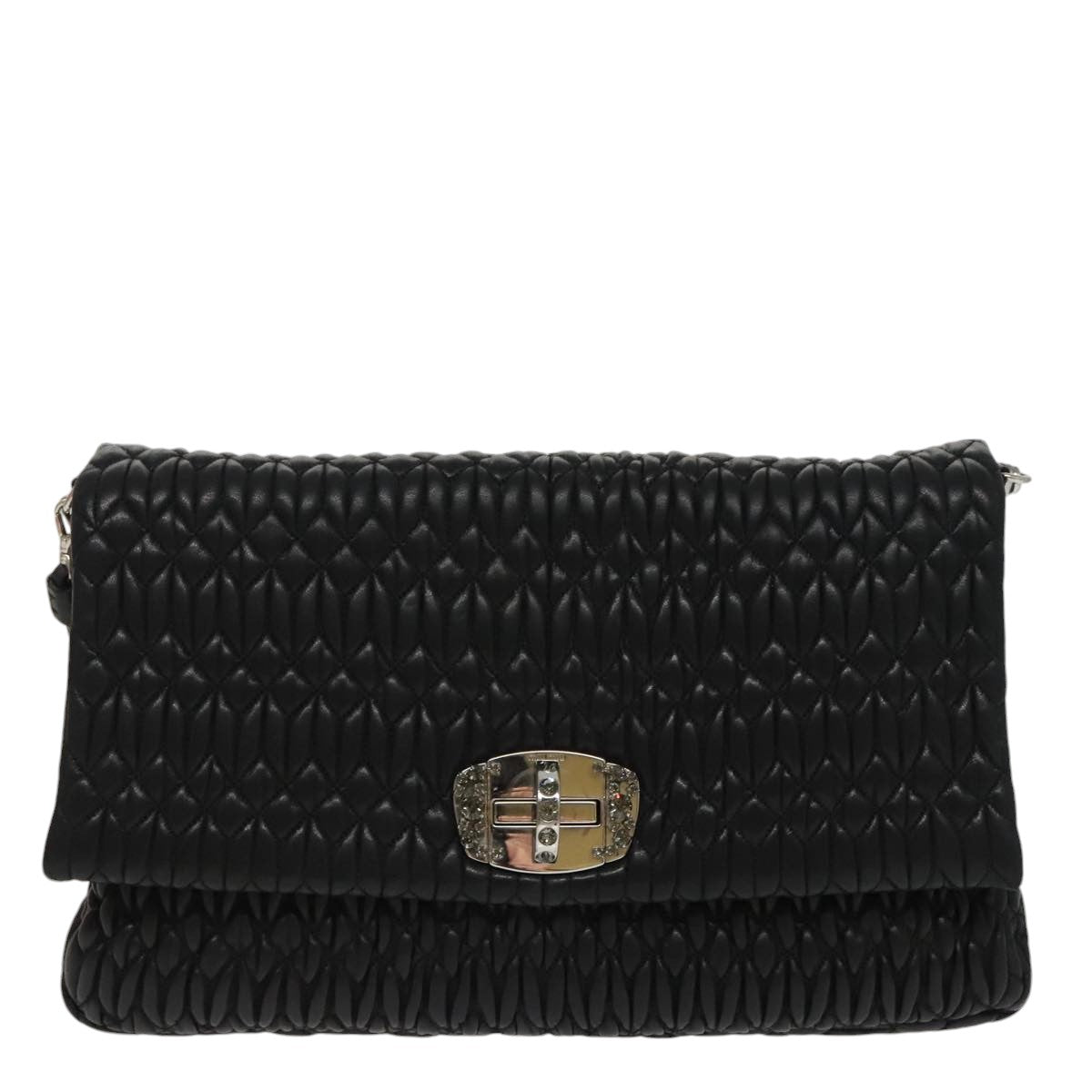 Miu Miu Crystal, Black, Leather, shoulder