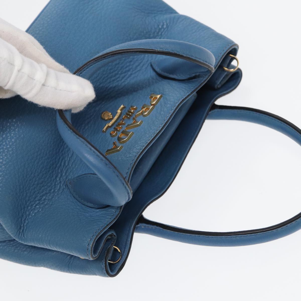 Prada Saffiano, Blue, Leather, handbag