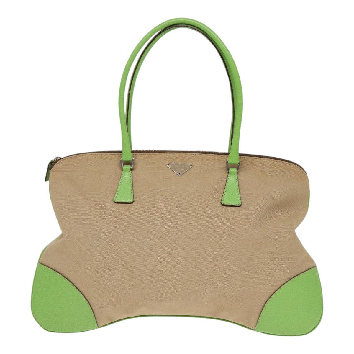 Prada Bowling, Beige, Canvas, shoulder