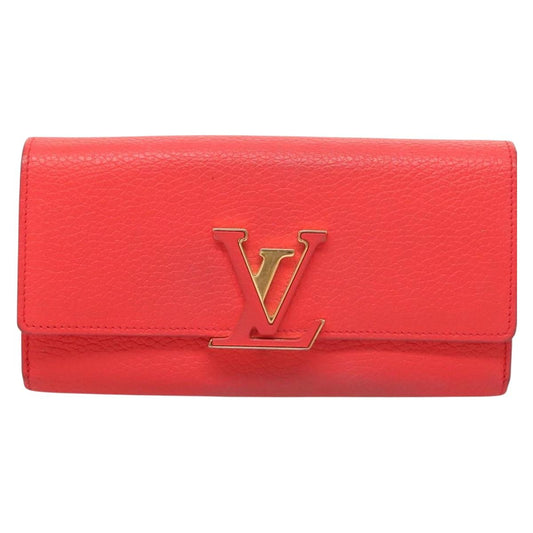 Louis Vuitton Capucines, Red, Leather, wallet