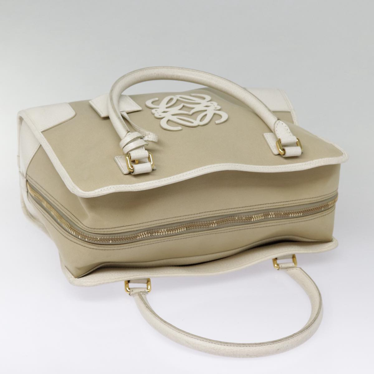 Loewe Anagram, Beige, Canvas, handbag