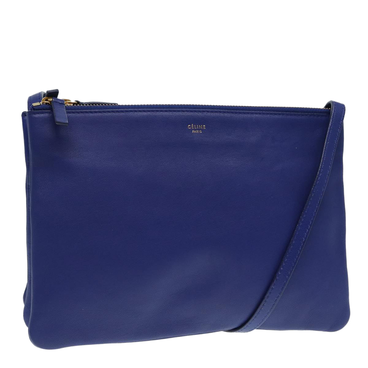 Céline Trio, Blue, Leather, shoulder