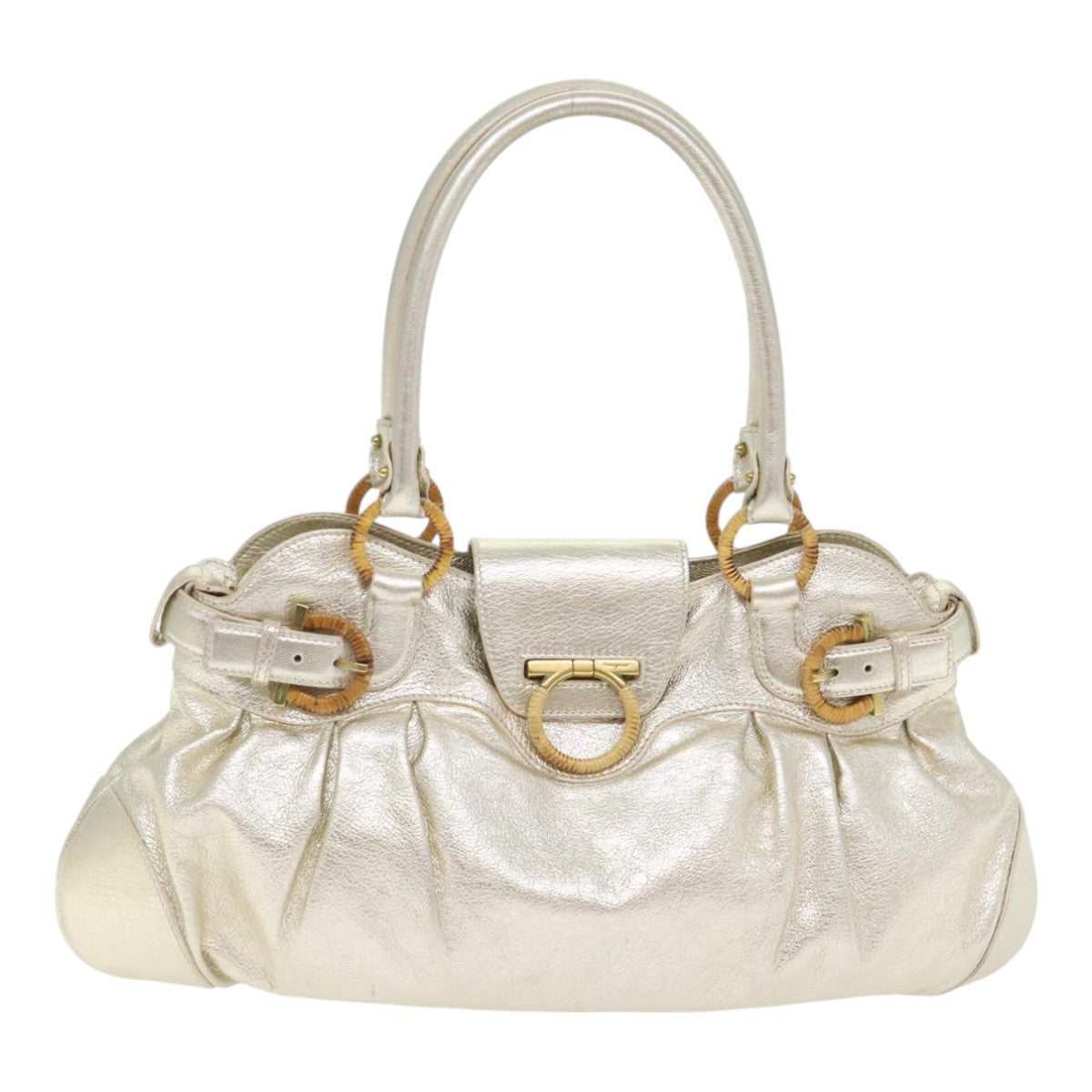 Salvatore Ferragamo Marisa, Gold, Leather, handbag