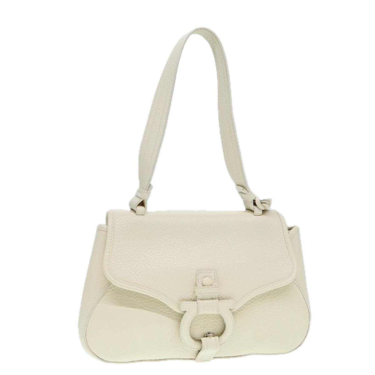 Salvatore Ferragamo Gancini, White, Leather, shoulder