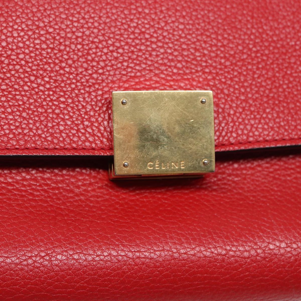 Céline Trapèze, Red, Leather, handbag