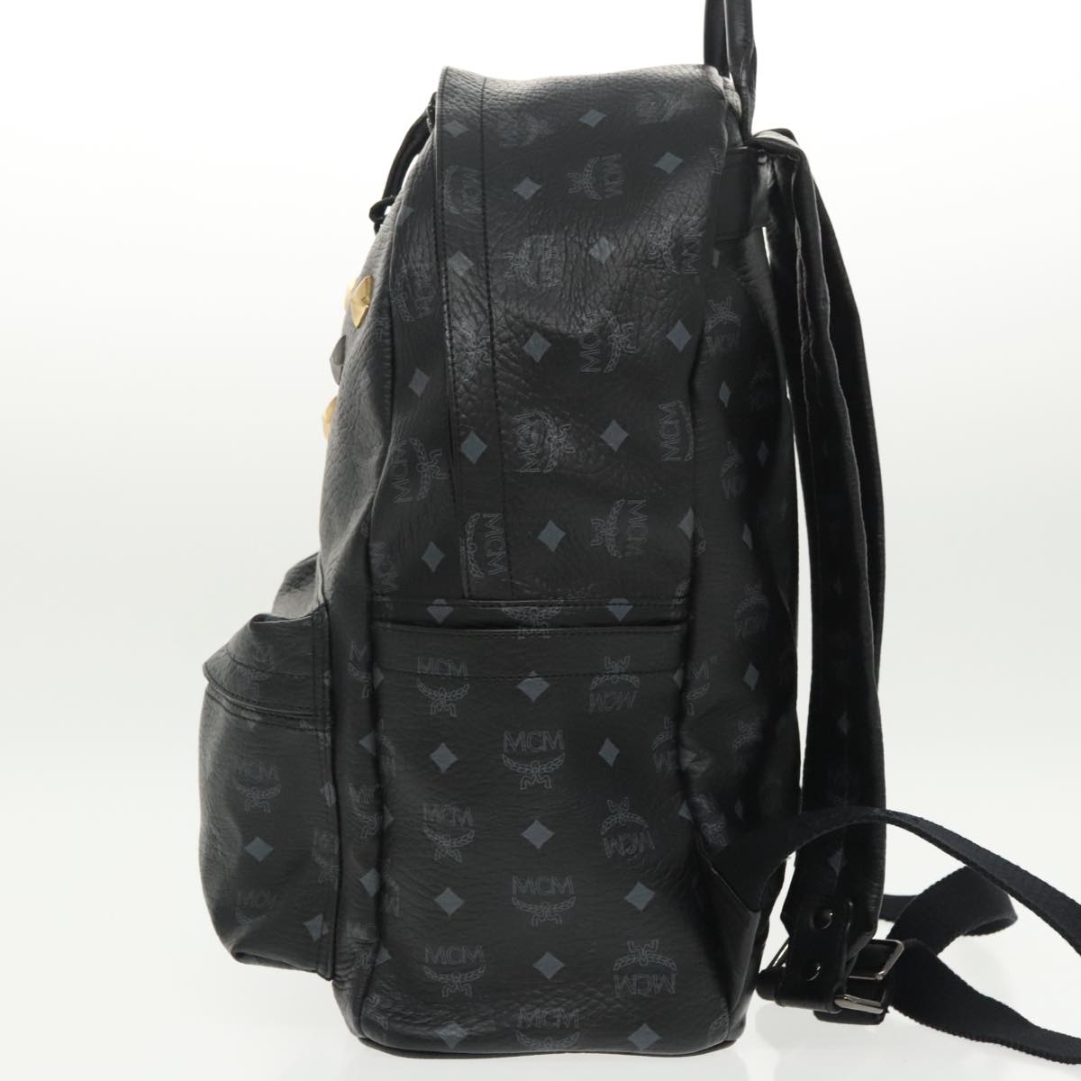 MCM Visetos, Black, Canvas, backpack