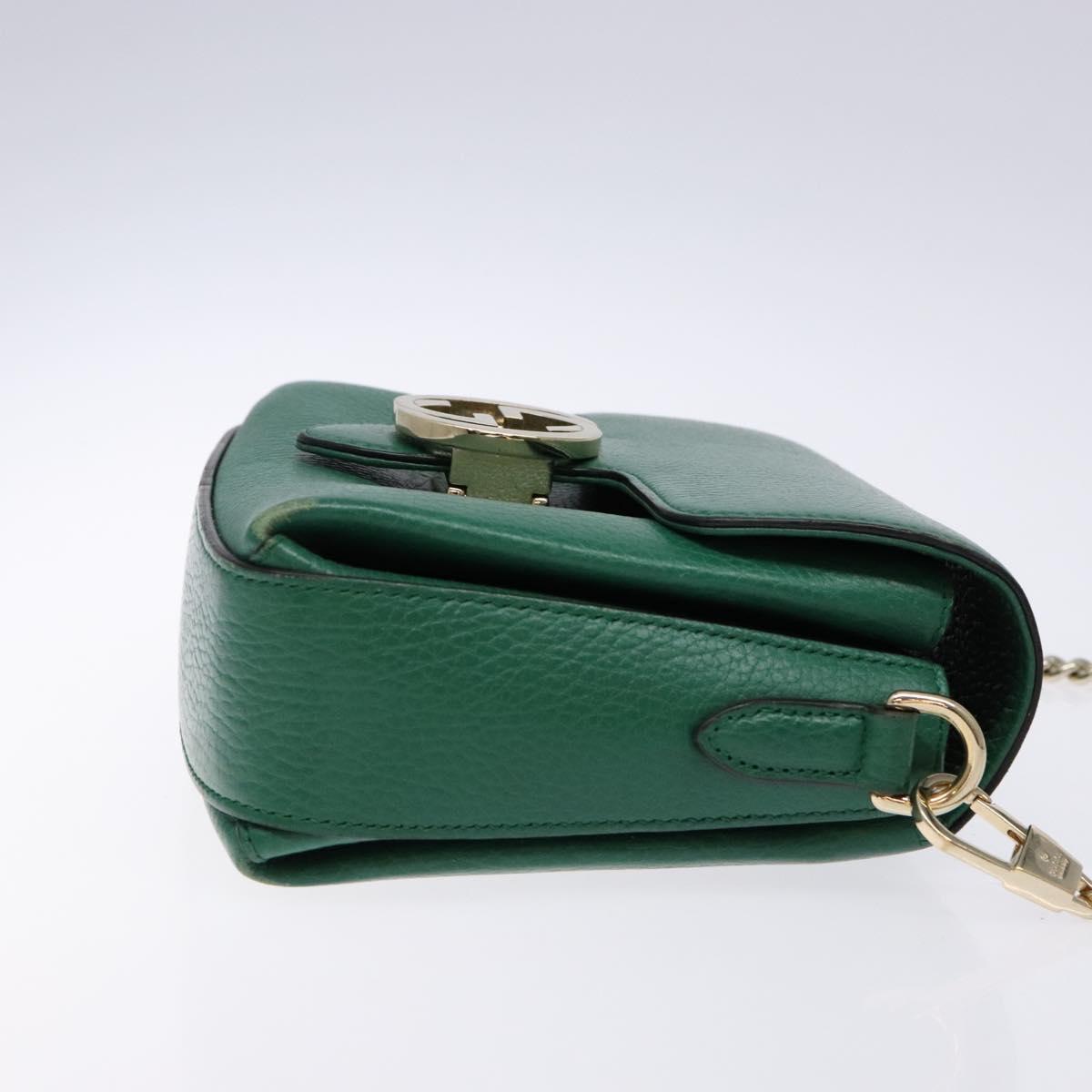 Gucci Interlocking G, Green, Leather, shoulder