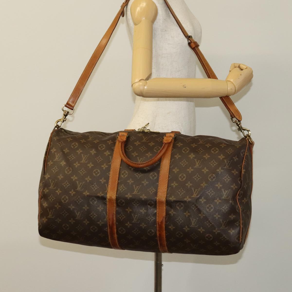 Louis Vuitton Keepall Bandoulière 55, Brown, Canvas, travel