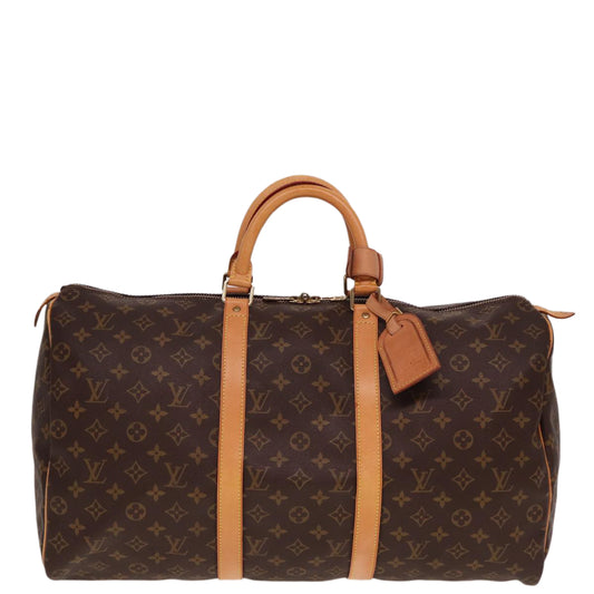 Louis Vuitton Keepall 50, Brown, Canvas, travel