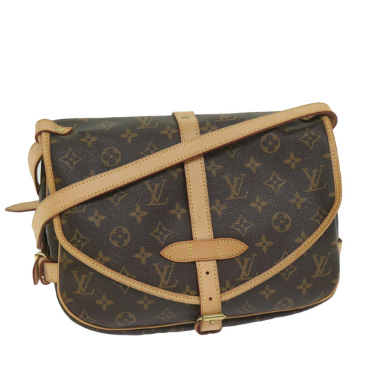 Louis Vuitton Saumur, Brown, Canvas, shoulder