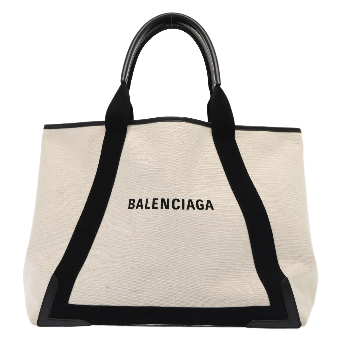 Balenciaga Navy Cabas, White, Canvas, tote