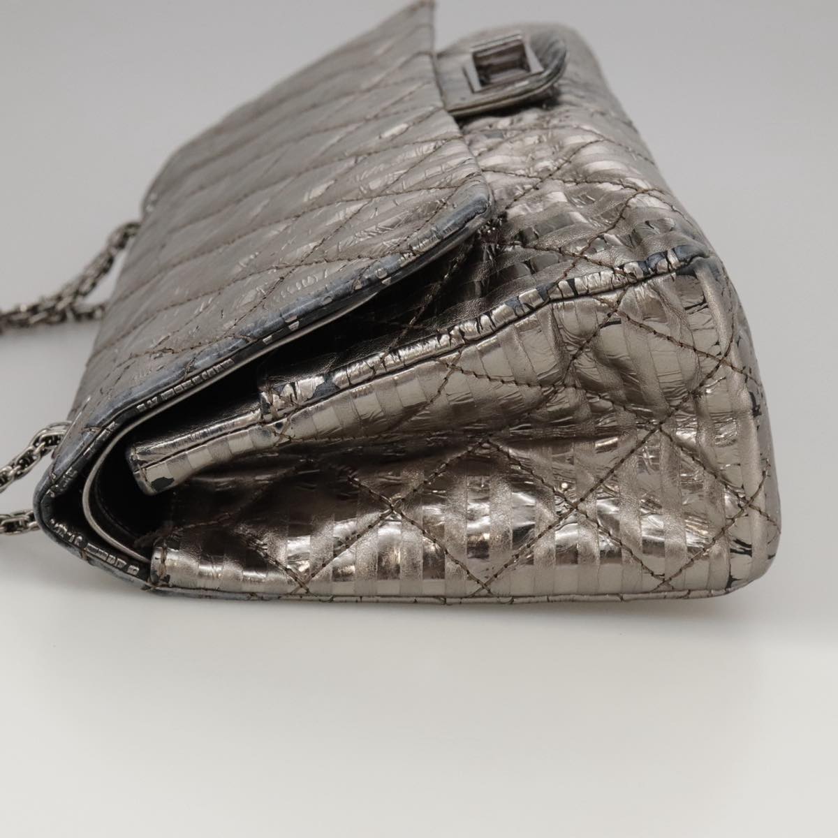 "Chanel 2,55", Silver, Leather, shoulder